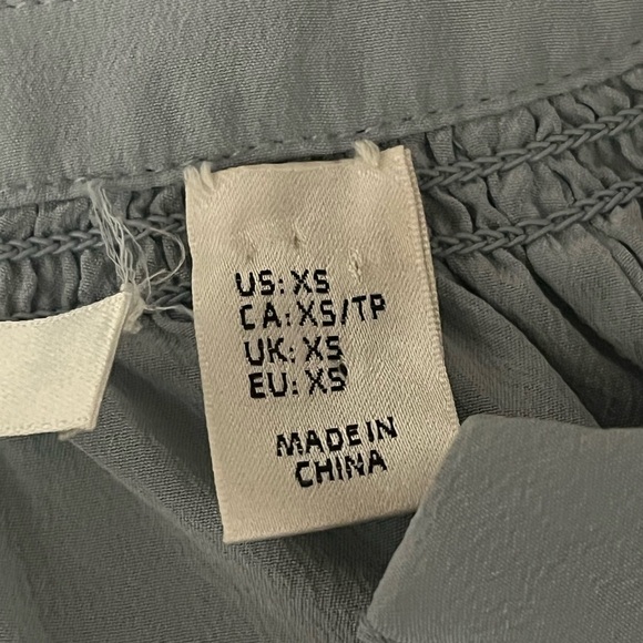 Max Studio Blouse Shirt Women Peasent Boho Beigeish Blue 3/4 Sleeve Silk XS - Picture 8 of 10